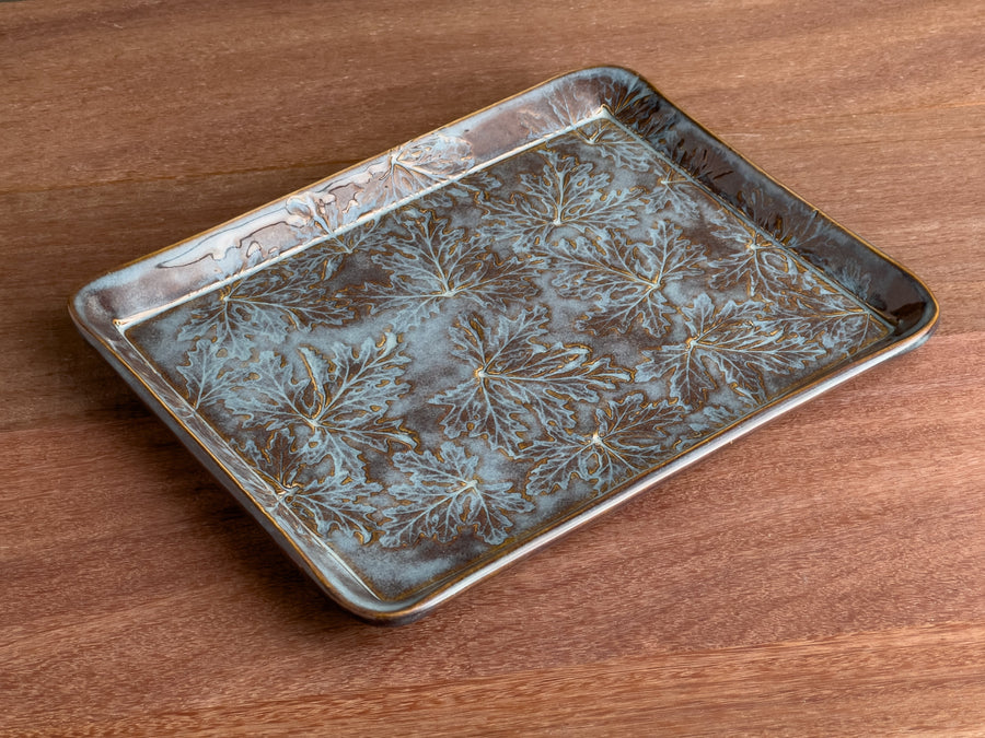Leaf Motif Medium Platter 10" Blue Rutile