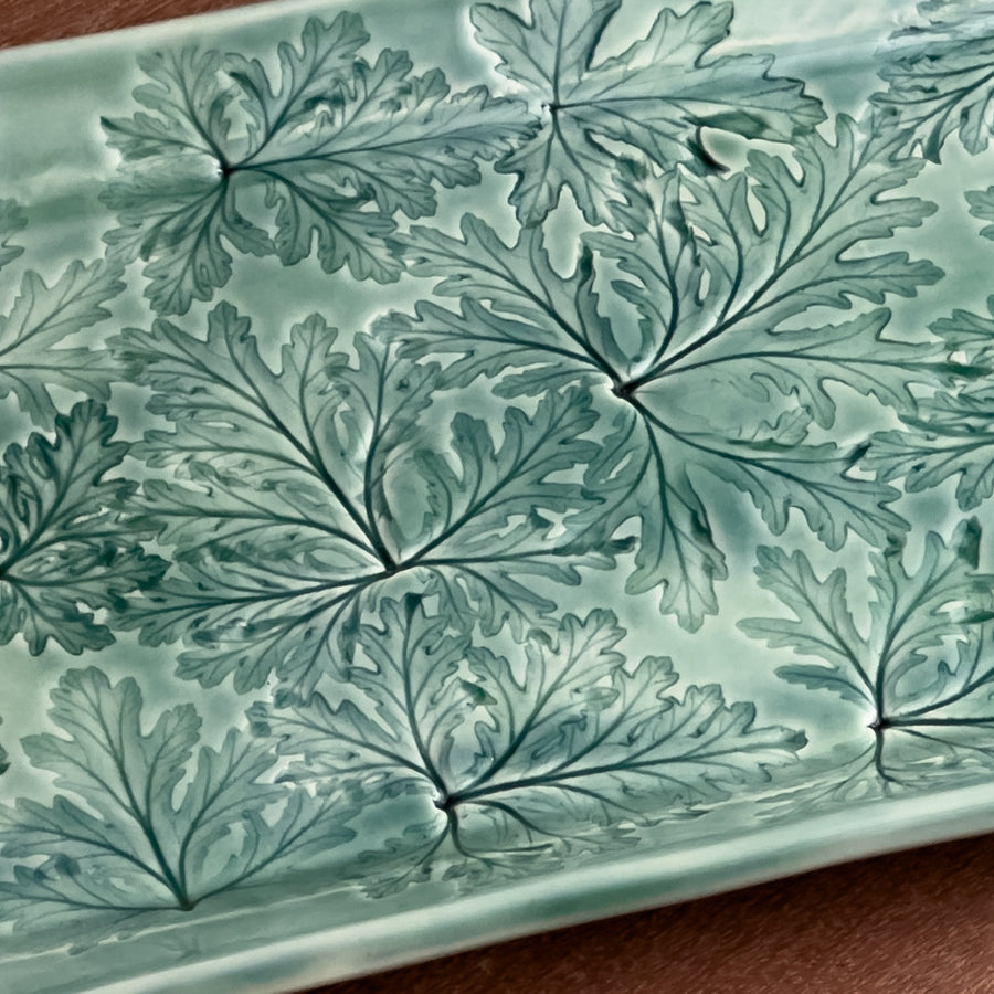 Leaf Motif Long Platter 12" Storm